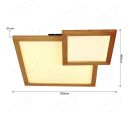 650x480mm Double Square FSC Pine Wood Indoor LED Ceiling Light 90035