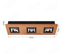 470x150mm FSC Wood Three Head Square LED Integrated Ceiling Light 90079