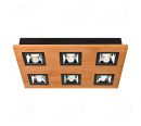 450x300mm FSC Wood Six Head Square LED Integrated Ceiling Light 90082