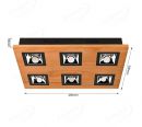 450x300mm FSC Wood Six Head Square LED Integrated Ceiling Light 90082